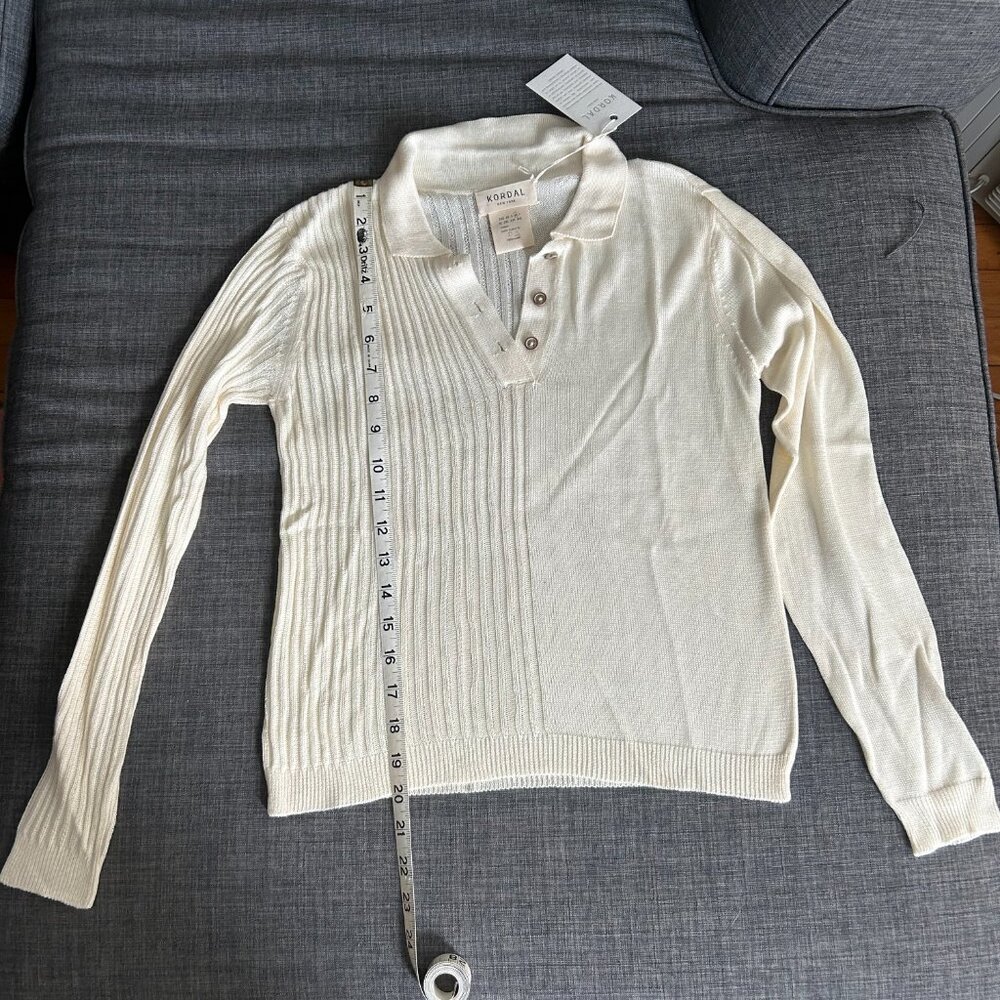 Women's Cream Ribbed Sweater - Picture 4 of 5